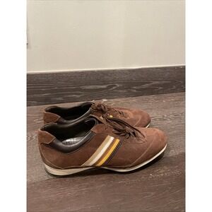 Todd Men Brown Suede Sneakers With Stripe Detail Size 10
